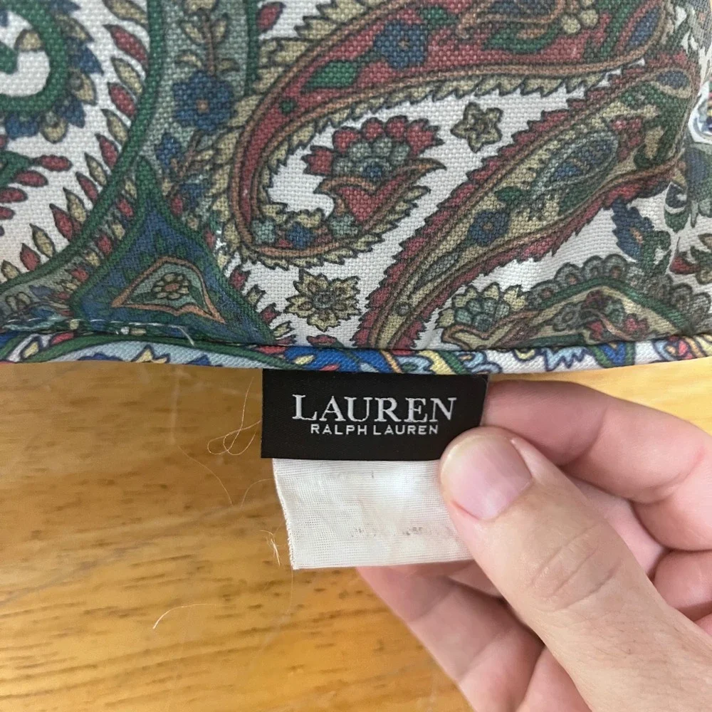 Vtg Lauren Ralph Lauren Heritage Paisley Throw Pillow 18x18 Blue Green Red
